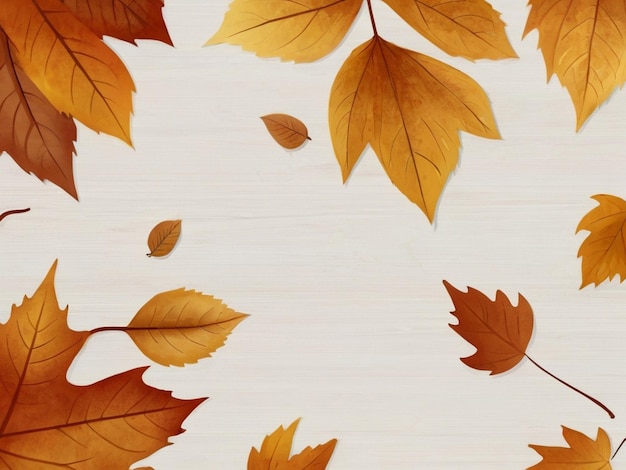 autumn leaves seamless pattern dart yellow flowers and red leaves on a white background