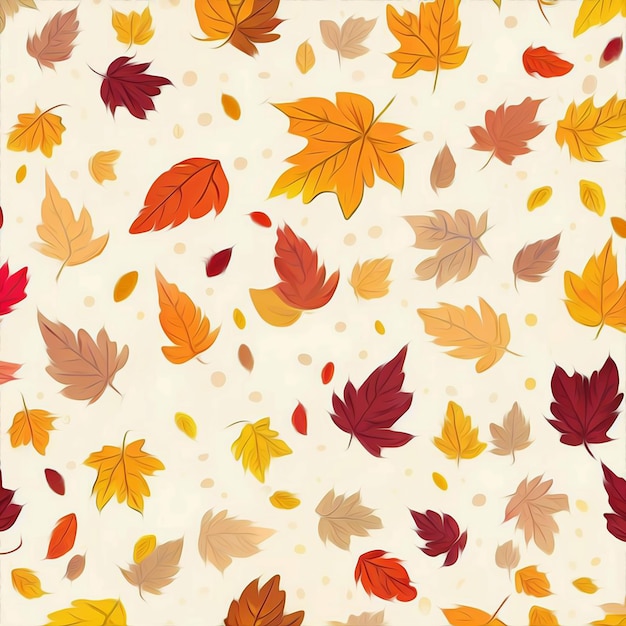 Autumn leaves seamless pattern on white background