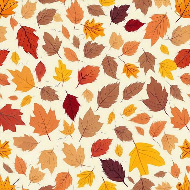 Photo autumn leaves seamless pattern on white background