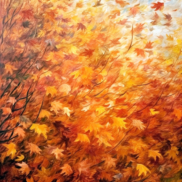 Autumn leaves texture pattern Claude Monet style