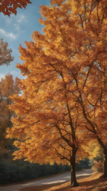 Autumn leaves on a tree