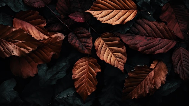Foto autumn leaves wallpaper met oranje en bruine kleuren generatieve ai