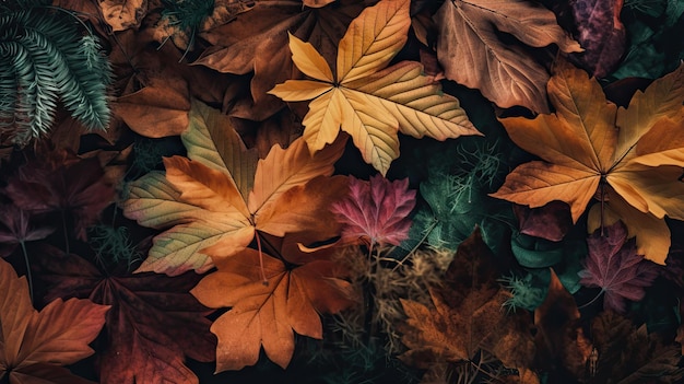 Autumn Leaves Wallpaper with orange and brown colors Generative AI