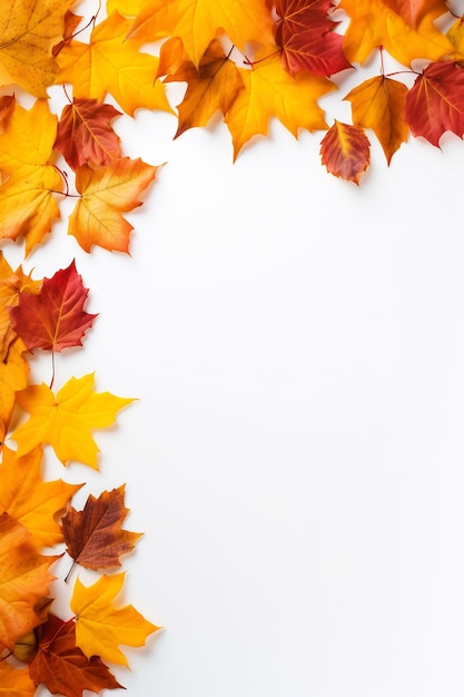 Autumn leaves on a white background with a white background