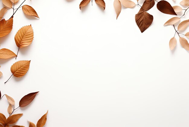 autumn leaves on white background