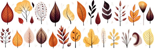 Autumn leaves on white background