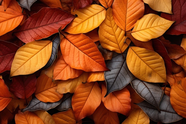 Autumn leaves with dew drops