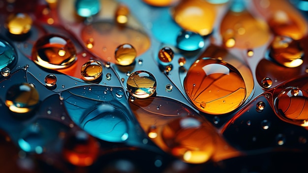 Autumn leaves with water drops macro