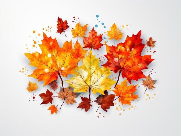 Autumn leaves with white background and blank text space