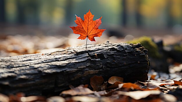 Photo autumn maple leaf on a background of fallen yellow maple leaves