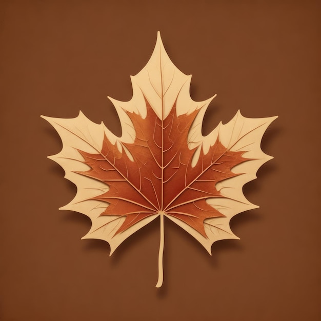 Autumn maple leaf on a brown background