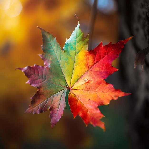 Autumn maple leaves in a row vivid colors AI generative panorama illustration on black background