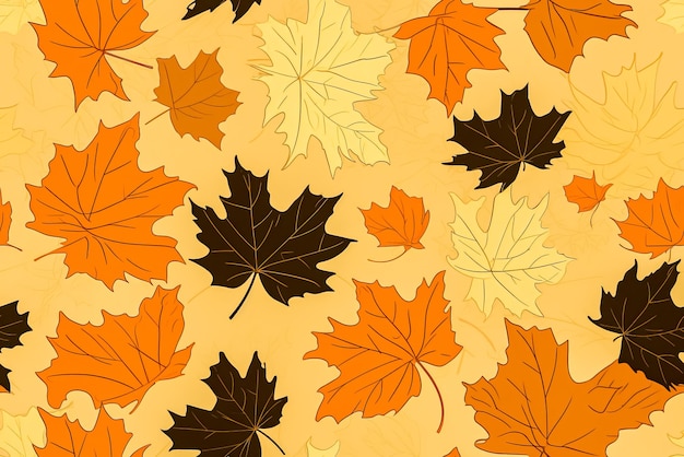 Autumn maple leaves seamless pattern background Generative AI