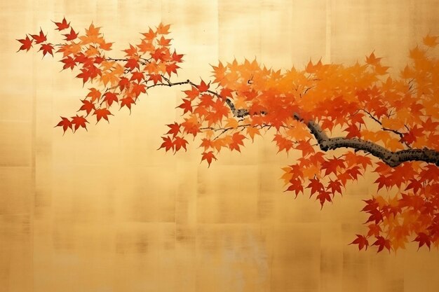 Autumn Maple Vintage Japanse schilderkunst Generatieve AI