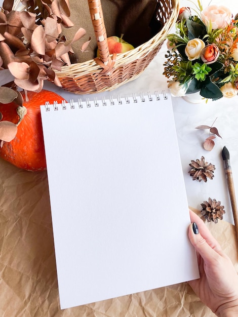 Autumn mockup of the notebook