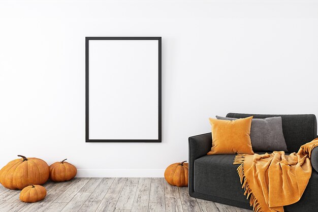 Autumn mockup with black frame