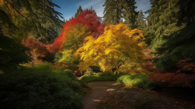 秋の自然背景 イラストAI GenerativexA