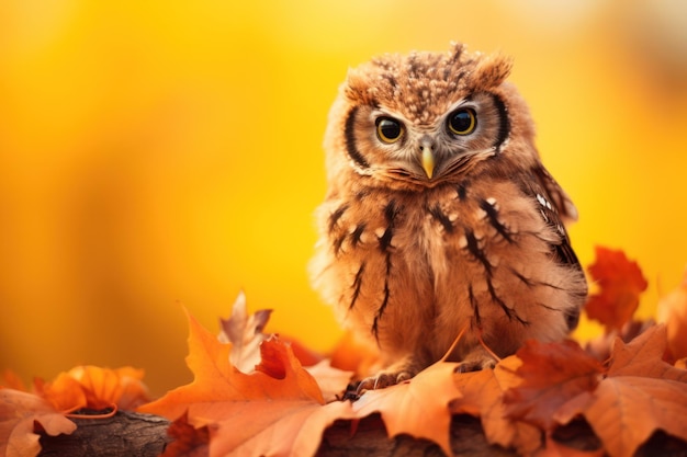 Autumn in nature with owl