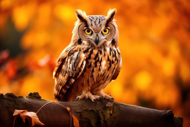 Autumn in nature with owl