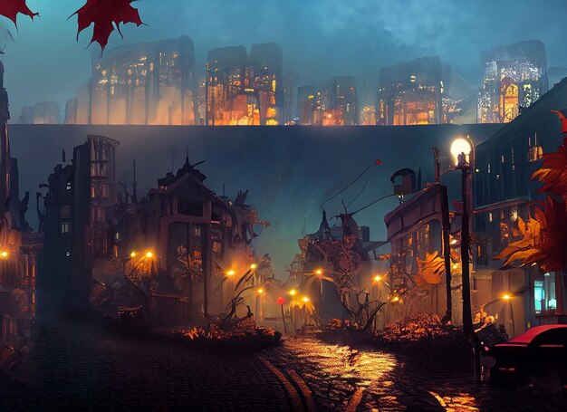 autumn night city