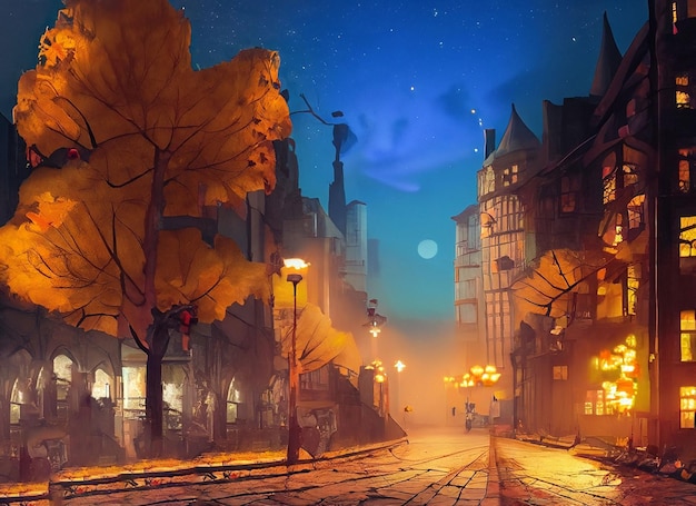 autumn night city