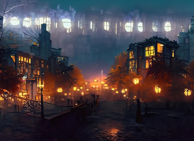 autumn night city