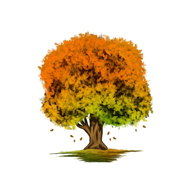 Photo autumn oak isolated illustration on white background