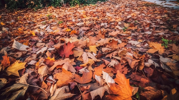 Autumn orange leaves background Illustration AI Generative