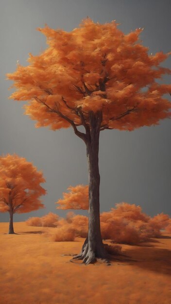 Autumn orange studio background 3d rendering