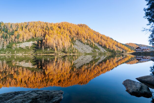 осенняя панорама с горного озера