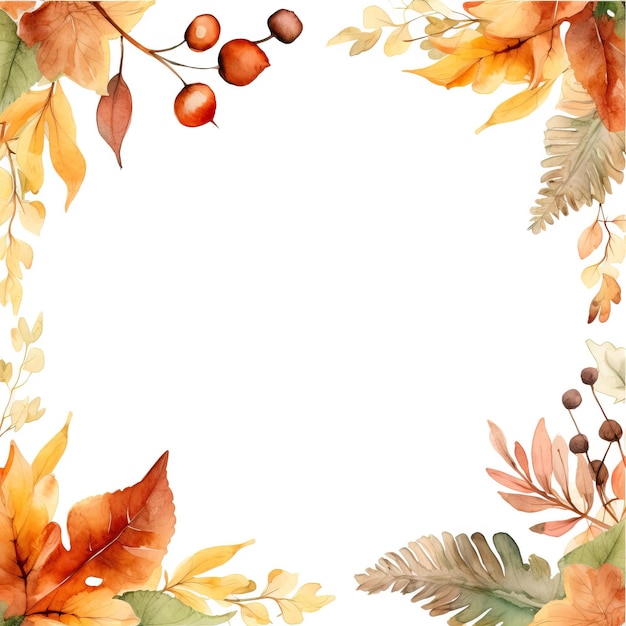 Autumn paper template watercolour clipart frame high quality ai generated image