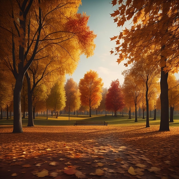 Autumn park colorful trees generated by AI