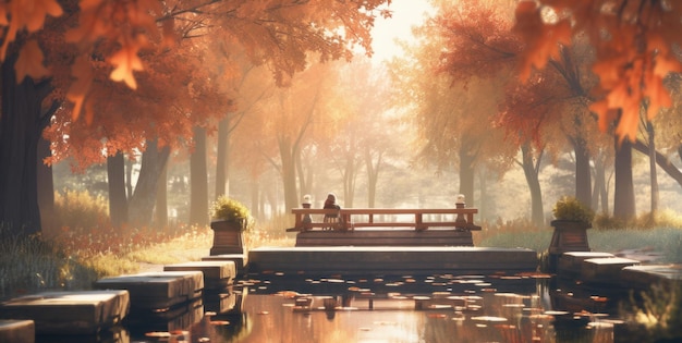 Autumn park Illustration AI GenerativexA