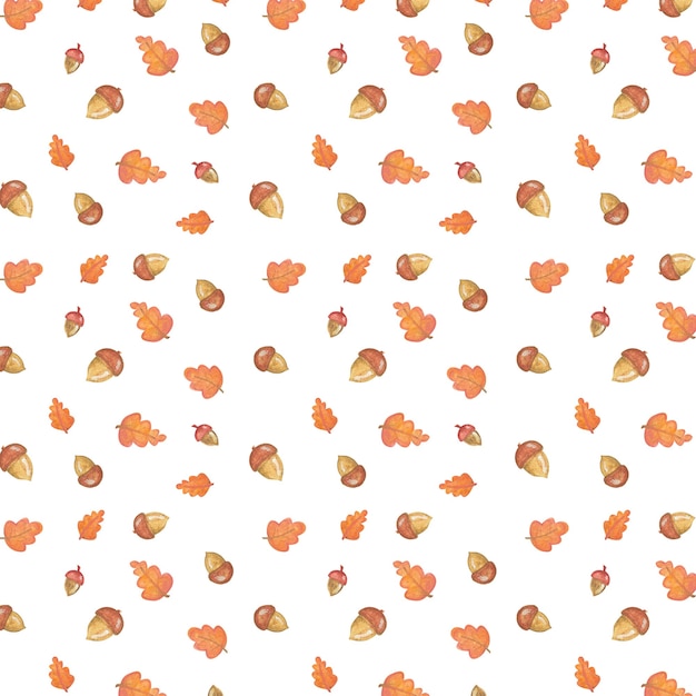 Фото Осенний узор иллюстрация с желудь и листьями