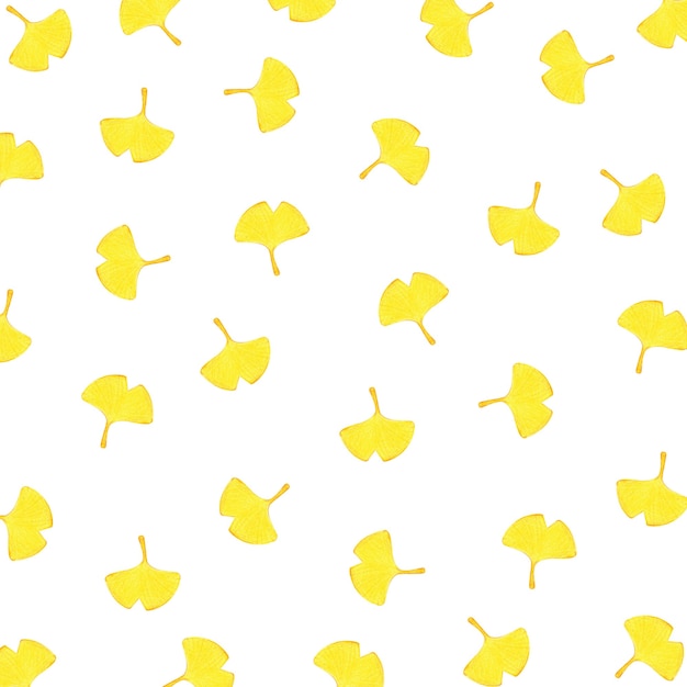 Autumn pattern Illustration with yellow ginkgo leaves