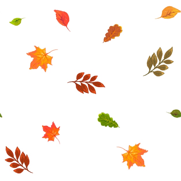 Autumn pattern with small multicolored leaves isolated