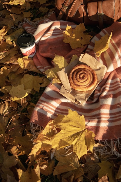 Autumn picnic flat lay