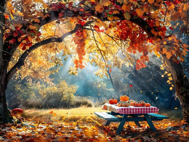 Autumn Picnic in the Woods