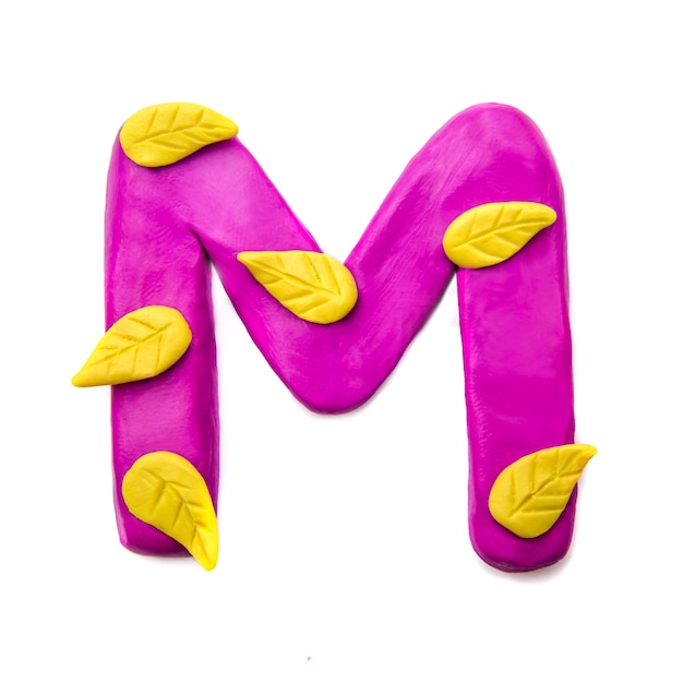 Autumn plasticine letter M of the English alphabet