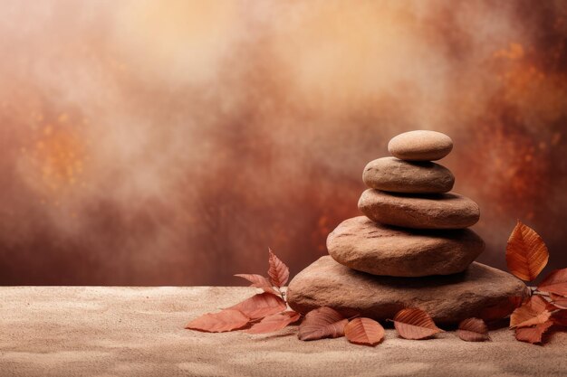 Autumn podium background with brown stones