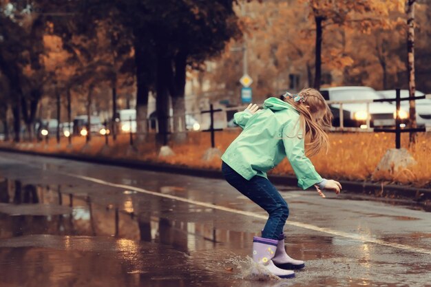 Autumn portrait of a girl 6 years old, in a jacket