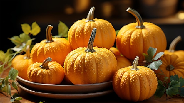 Autumn pumpkin harvest background halloween vegetarian and healthy eating concept