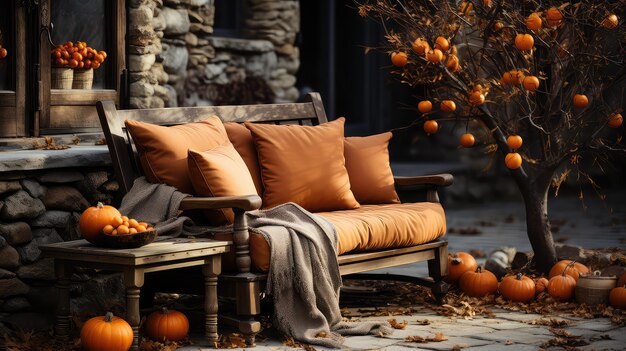 Autumn pumpkin harvest in a basket