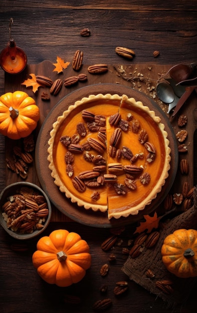 Autumn pumpkin pie Illustration AI GenerativexA