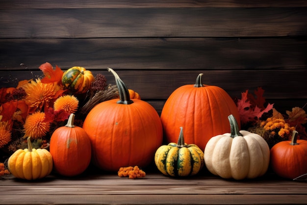 Autumn pumpkins as Thanksgiving decoration