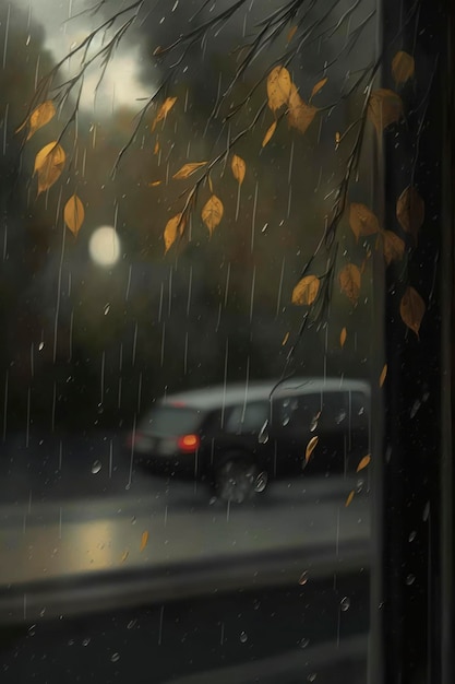 Autumn rain copy space