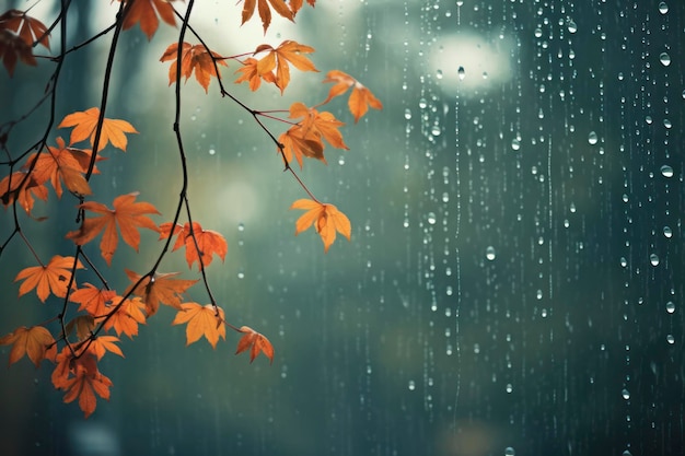 Autumn rain copy space