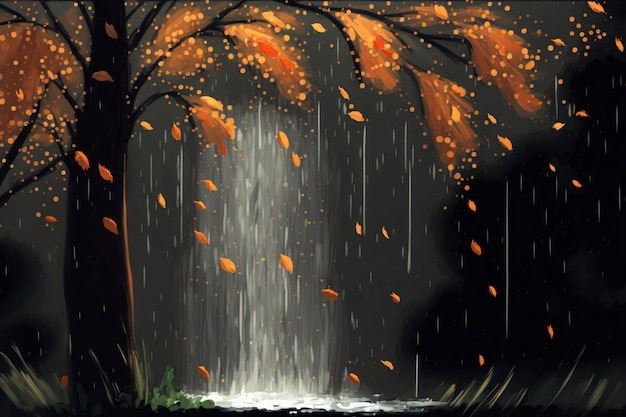 Autumn rain copy space