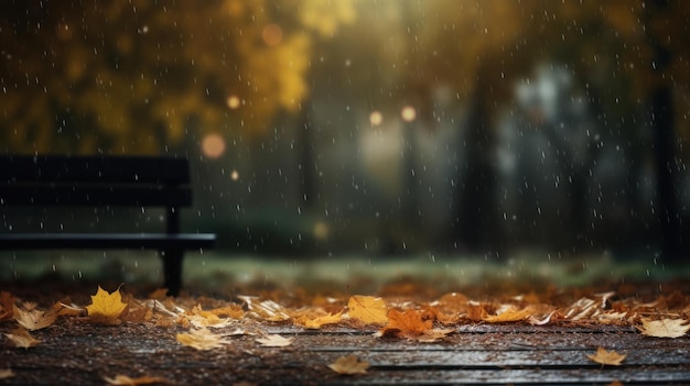 Autumn rainy background Illustration AI Generative