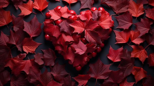 autumn red maple leaf heart love